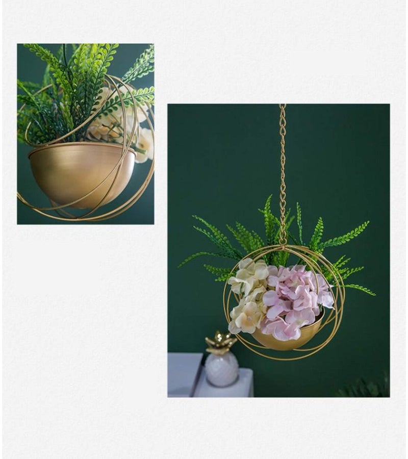 RISEON Boho Gold Metal Plant Hanger,Metal Geometric Hanging Planter, Modern Planter, Mid Century Air Plant Holder Stand, Minimalist Planter for Indoor Outdoor Home Wedding Decor - Image 4